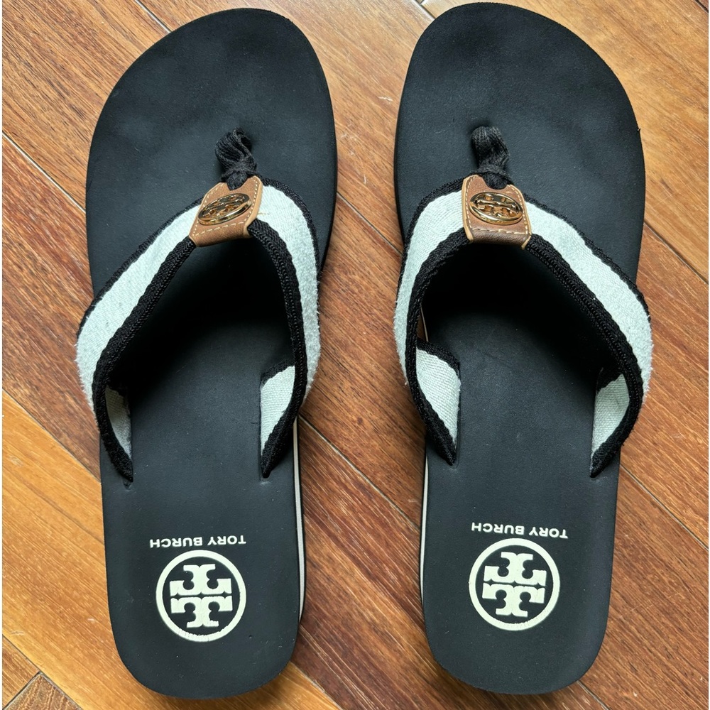 TORY BURCH FRANKIE WEDGE FLIP FLOP SANDALS